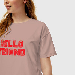 Футболка оверсайз женская Hello Friend, цвет: пыльно-розовый — фото 2