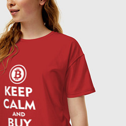 Футболка оверсайз женская Keep Calm & Buy Bitcoin, цвет: красный — фото 2