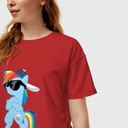 Футболка оверсайз женская Крутая пони, цвет: красный — фото 2