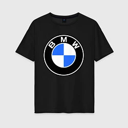 Футболка оверсайз женская Logo BMW, цвет: черный