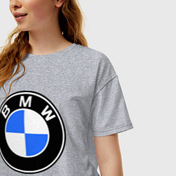 Футболка оверсайз женская Logo BMW, цвет: меланж — фото 2