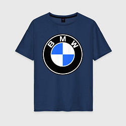 Футболка оверсайз женская Logo BMW, цвет: тёмно-синий