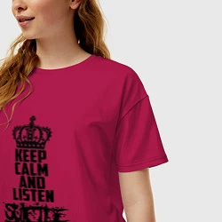 Футболка оверсайз женская Keep Calm & Listen Suicide Silence, цвет: маджента — фото 2