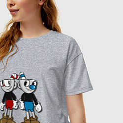Футболка оверсайз женская Cuphead: Mugman Friends, цвет: меланж — фото 2