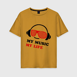 Женская футболка оверсайз My music my life