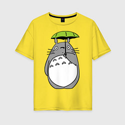 Женская футболка оверсайз Totoro с зонтом