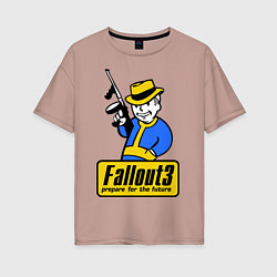 Футболка оверсайз женская Fallout 3 Man, цвет: пыльно-розовый