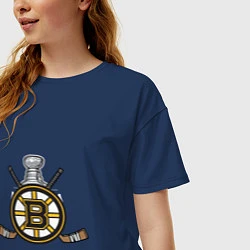 Футболка оверсайз женская Boston Bruins Hockey, цвет: тёмно-синий — фото 2