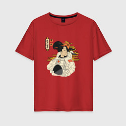 Футболка оверсайз женская Geisha Cosmonaut, цвет: красный