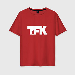 Футболка оверсайз женская TFK: White Logo, цвет: красный