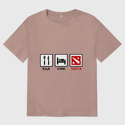 Женская футболка оверсайз Еда, сон и Dota