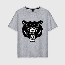 Женская футболка оверсайз Ярость медведя