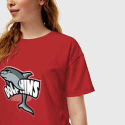Футболка оверсайз женская Dolphins, цвет: красный — фото 2