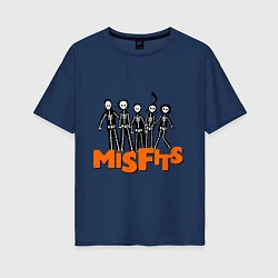 Женская футболка оверсайз Misfits Skeletons