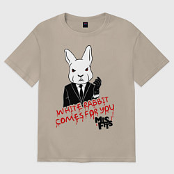 Футболка оверсайз женская Misfits: White rabbit, цвет: миндальный