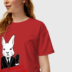 Футболка оверсайз женская Misfits: White rabbit, цвет: красный — фото 2