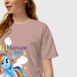 Футболка оверсайз женская Rainbow Dash, цвет: пыльно-розовый — фото 2