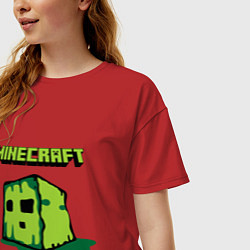 Футболка оверсайз женская Minecraft Creeper, цвет: красный — фото 2