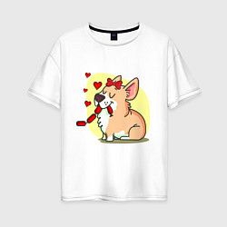 Женская футболка оверсайз Влюбленная собачка