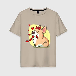 Женская футболка оверсайз Влюбленная собачка