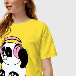 Футболка оверсайз женская Panda in headphones панда в наушниках, цвет: желтый — фото 2