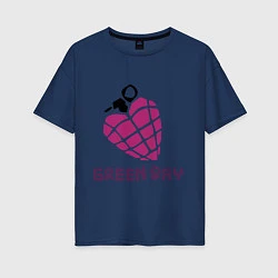 Футболка оверсайз женская Green Day is love, цвет: тёмно-синий