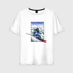 Футболка оверсайз женская Лыжный Спорт, цвет: белый