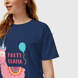 Футболка оверсайз женская Party Llama, цвет: тёмно-синий — фото 2