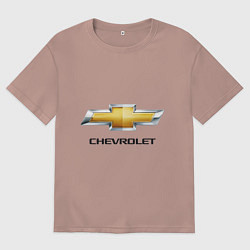 Футболка оверсайз женская Chevrolet логотип, цвет: пыльно-розовый