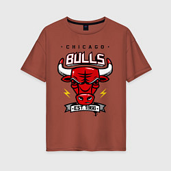 Футболка оверсайз женская Chicago Bulls est. 1966, цвет: кирпичный