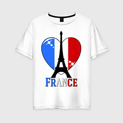 Футболка оверсайз женская France Love, цвет: белый