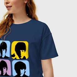 Футболка оверсайз женская The Beatles: pop-art, цвет: тёмно-синий — фото 2