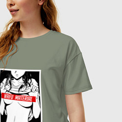 Футболка оверсайз женская Waifu Material, цвет: авокадо — фото 2