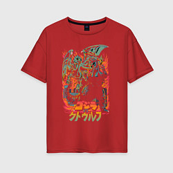 Футболка оверсайз женская Godzilla: Hell Flame, цвет: красный