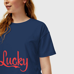 Футболка оверсайз женская Lucky logo, цвет: тёмно-синий — фото 2