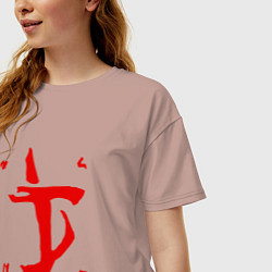 Футболка оверсайз женская MARK OF THE DOOM SLAYER, цвет: пыльно-розовый — фото 2