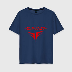 Футболка оверсайз женская Fear Factory logo, цвет: тёмно-синий