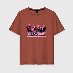 Женская футболка оверсайз Black Pink Band