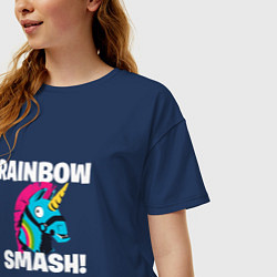 Футболка оверсайз женская Rainbow Smash, цвет: тёмно-синий — фото 2