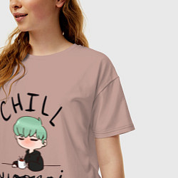 Футболка оверсайз женская Chill Yoongi, цвет: пыльно-розовый — фото 2