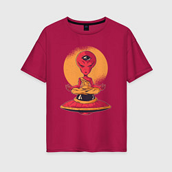 Футболка оверсайз женская Медитация пришельца, цвет: маджента