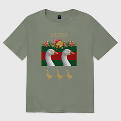 Футболка оверсайз женская GUSSI: Flowers Style, цвет: авокадо