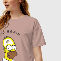 Футболка оверсайз женская No brain, No pain, цвет: пыльно-розовый — фото 2