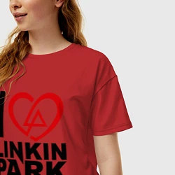 Футболка оверсайз женская I love Linkin Park, цвет: красный — фото 2