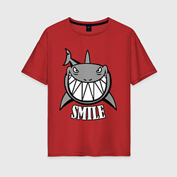 Футболка оверсайз женская Shark Smile, цвет: красный