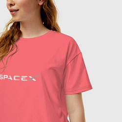 Футболка оверсайз женская SpaceX цвета коралловый — фото 2
