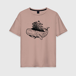Женская футболка оверсайз Whale forest