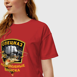 Футболка оверсайз женская СПЕЦНАЗ - Рыболовные войска, цвет: красный — фото 2