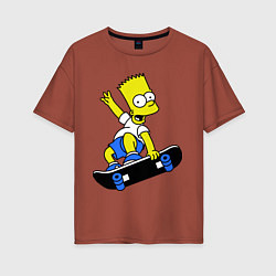 Женская футболка оверсайз Барт на скейте