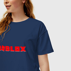 Футболка оверсайз женская Roblox Logo, цвет: тёмно-синий — фото 2